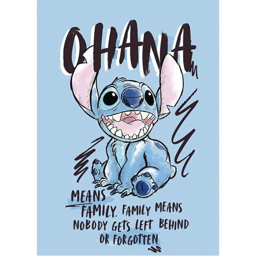 Stitch sukkeprint med ohana tekst