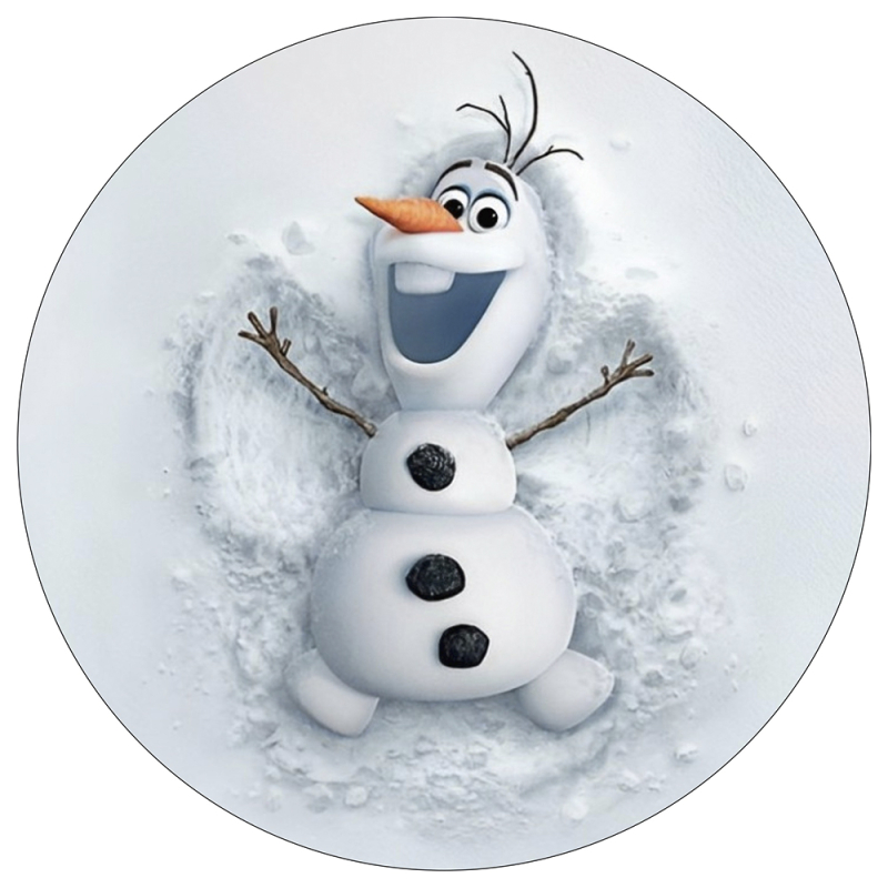 Frozen rundt sukkerprint 19 cm – Olaf i sne