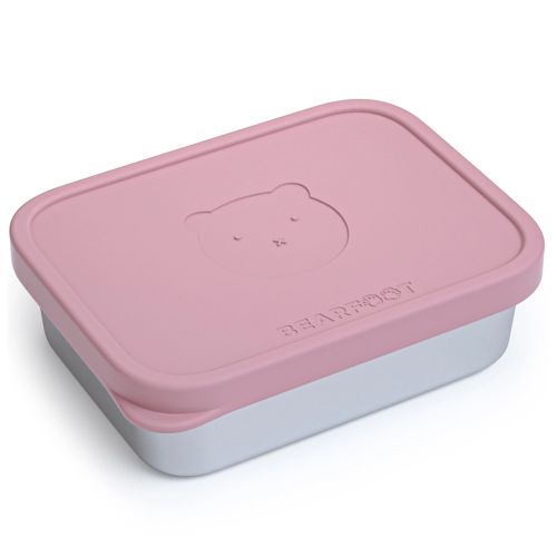 Bearfoot madkasse i rustfrit stål og med rosa silikonelåg