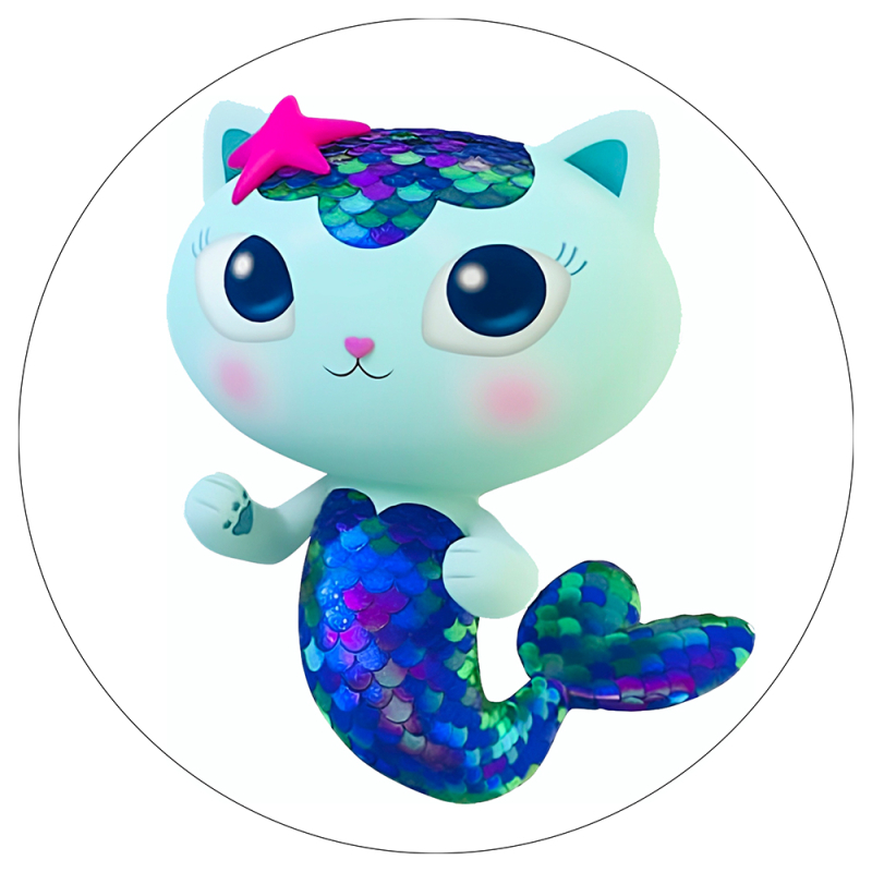 Gabbys dukkehus rundt sukkerprint 19 cm – Havfrue kat