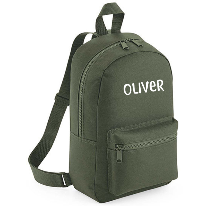Lille rygsæk med navn – Olive Green