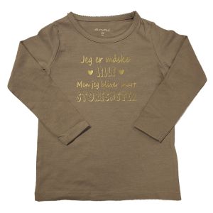 beige storesøster t-shirt med guld tryk