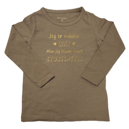 beige storesøster t-shirt med guld tryk