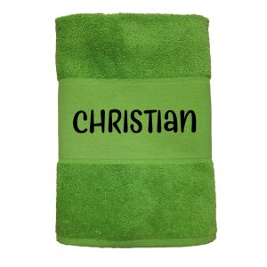 Grønt håndklæde med navn