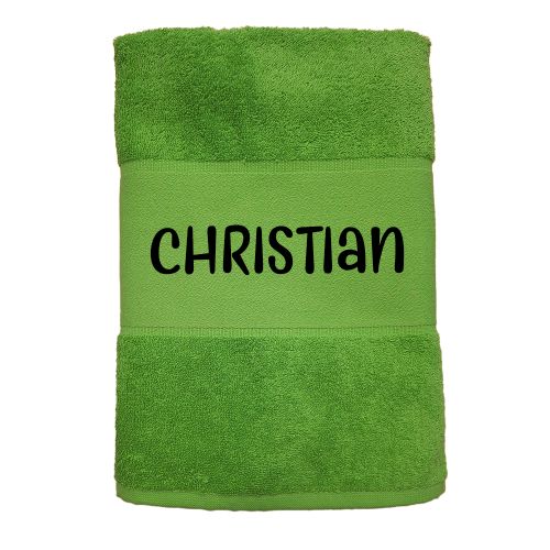 Grønt håndklæde med navn