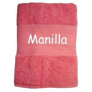 håndklæde med navn i en flot pink farve