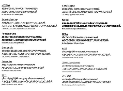 skrifttyper på babadut