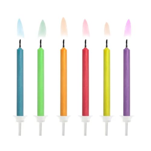 Fødselsdagslys med farvet flamme
