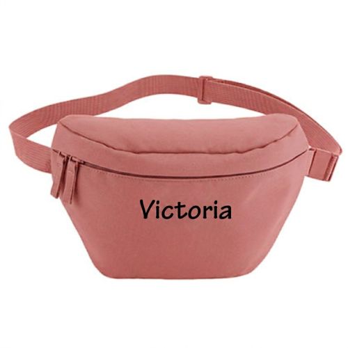 Rosa bæltetaske med navn
