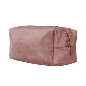 rosa velour toilettaske
