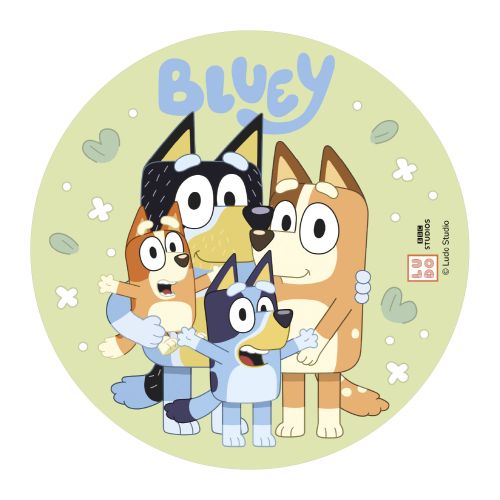 Bluey sukkerprint med hele Bluey familien