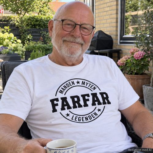 mand i hvid farfar t-shirt